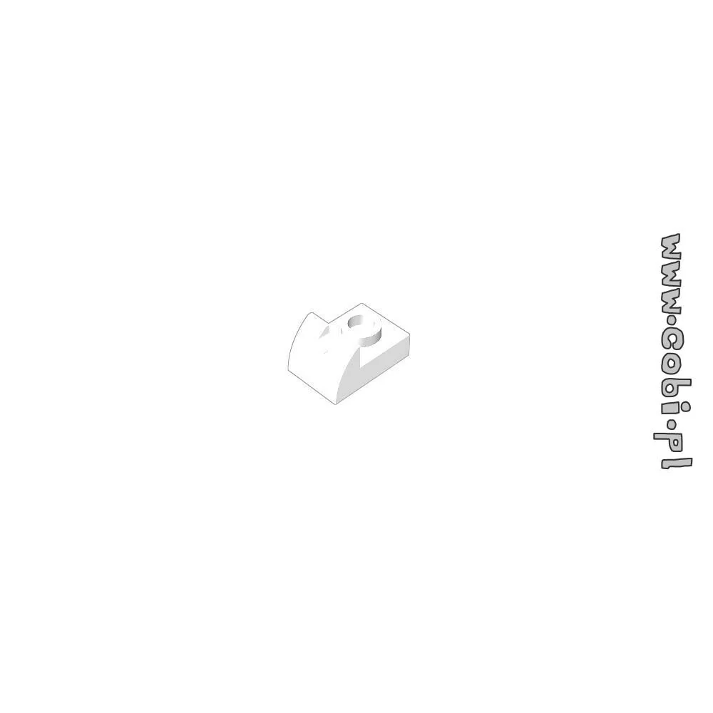 1,5x1 1/3 laterally rounded with a hole - White