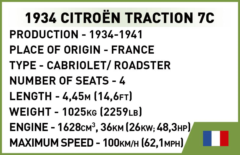 1934 Citroen Traction 7C brick car model - COBI 2264 - 199 bricks - Image 4