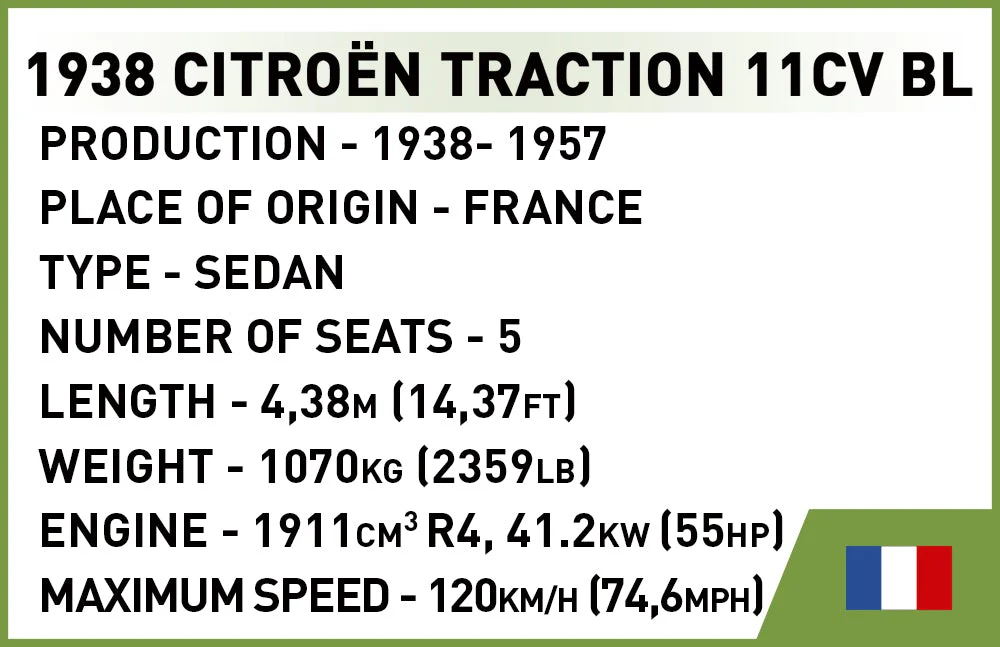 1938 Citroen Traction 11C brick car model - COBI 2266 - 236 bricks - Image 6