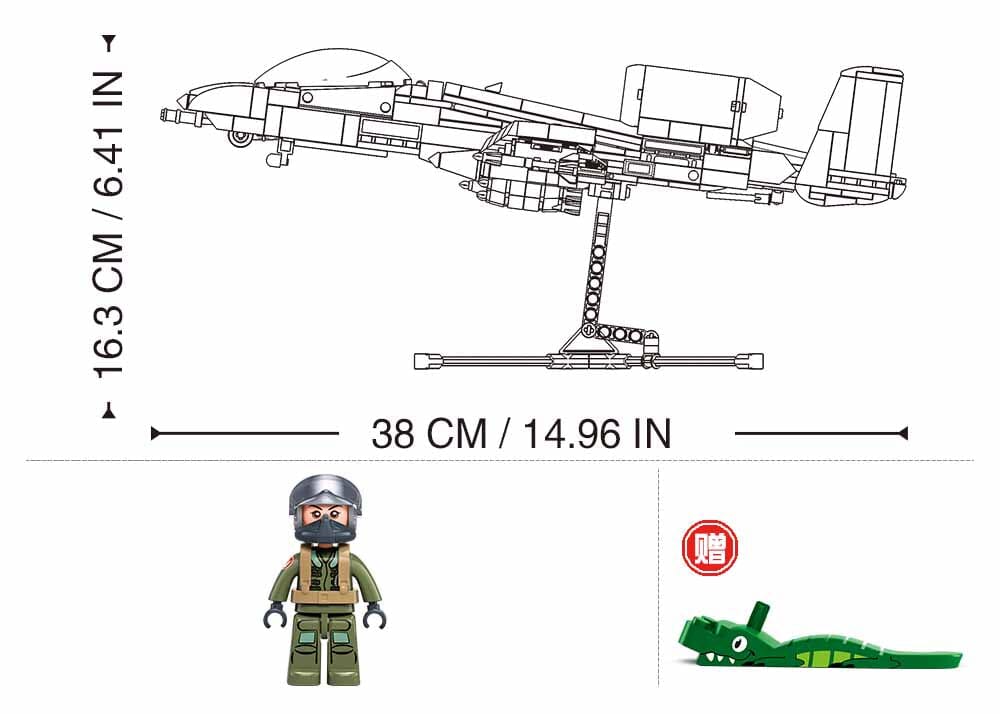 A-10CS Warthog brick model plane - Sluban M38-B1362 - 701 bricks - Image 2