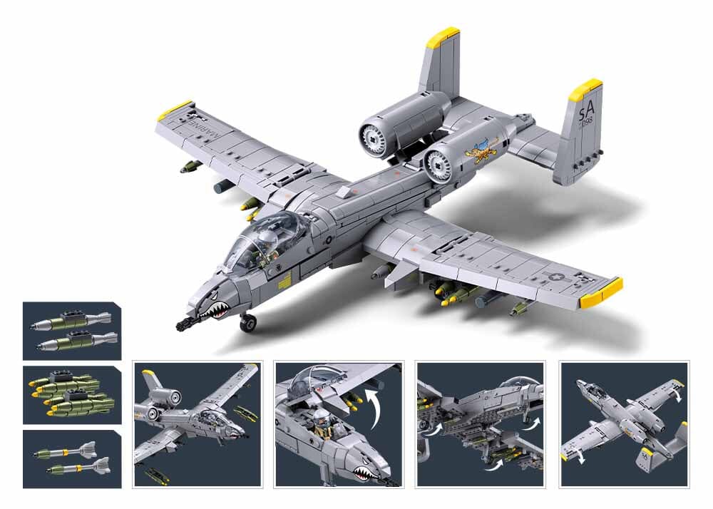 A-10CS Warthog brick model plane - Sluban M38-B1362 - 701 bricks - Image 4