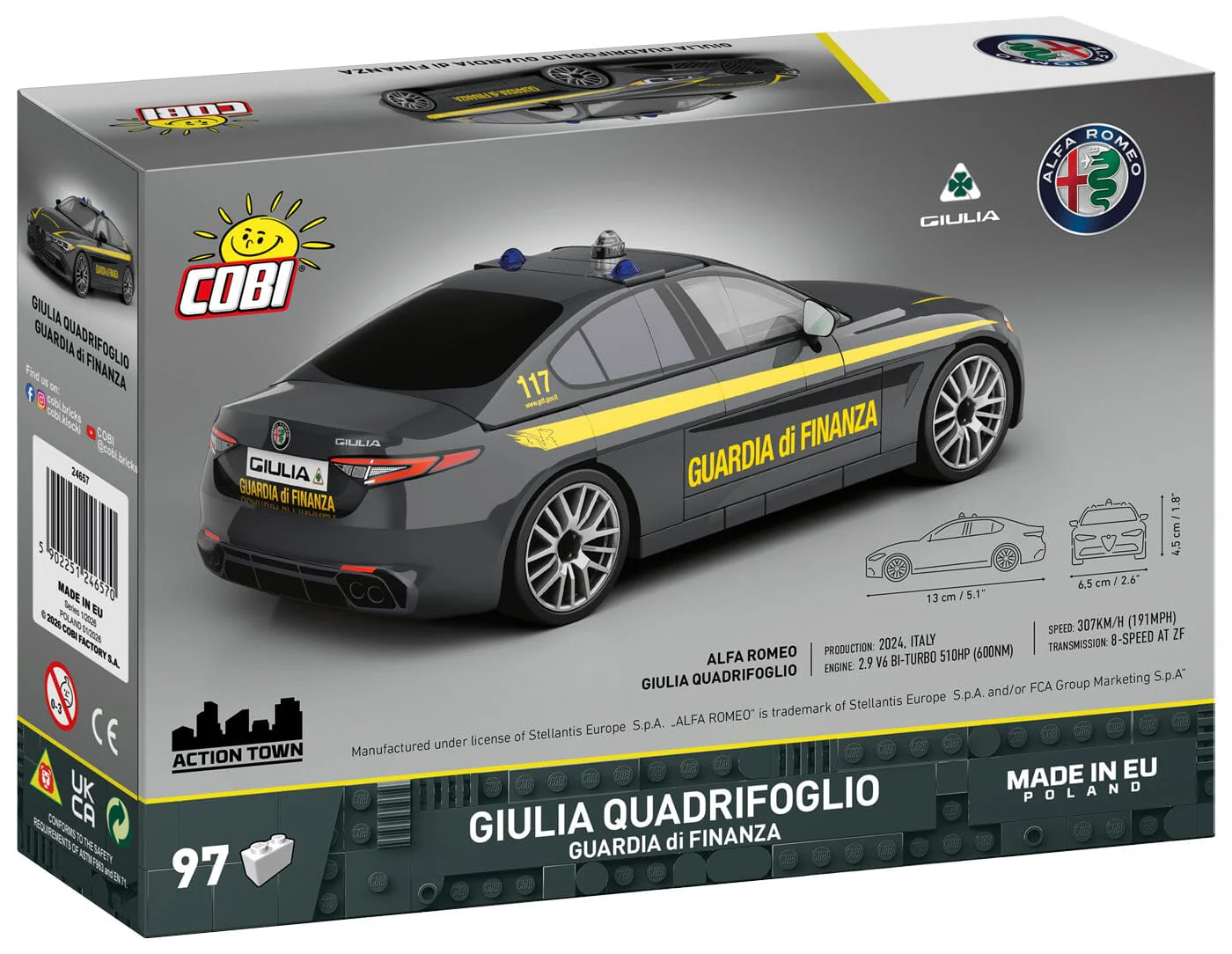 Alfa Romeo Gulia Quadr. Guardia brick model car - COBI 24657 - 97 bricks - Image 4