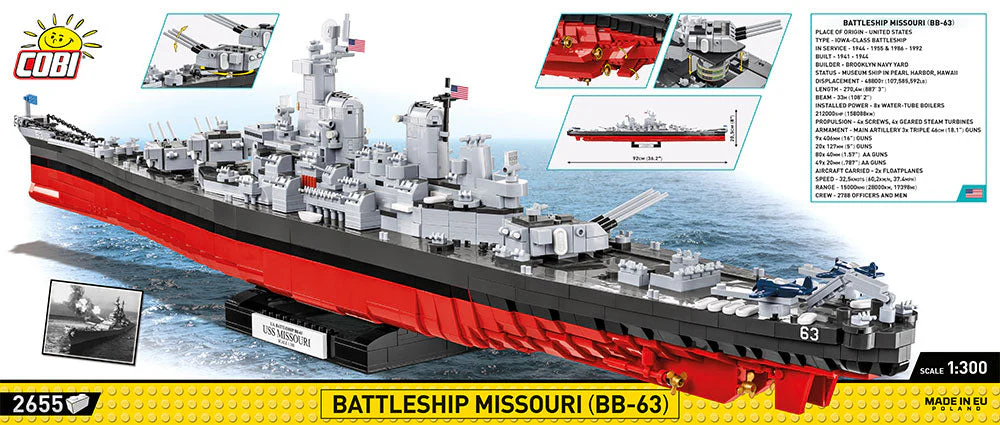 Battleship Missouri brick model - COBI 4837 - 2640 Bricks - Image 3