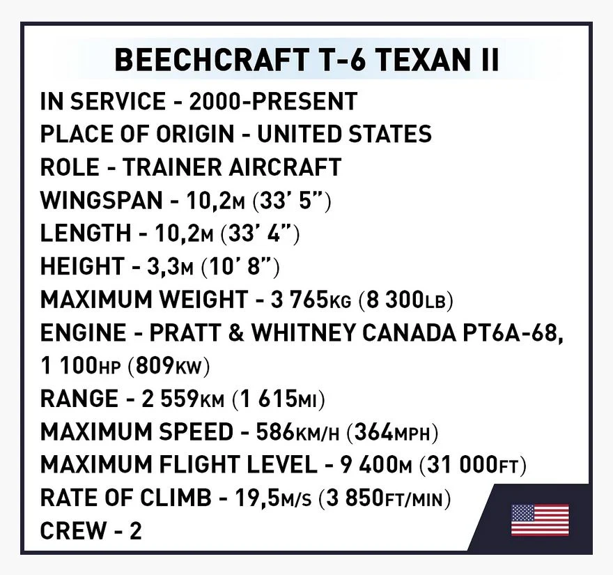 Beechcraft T-6 Texan II brick plane model - COBI 26624 - 192 bricks - Image 5