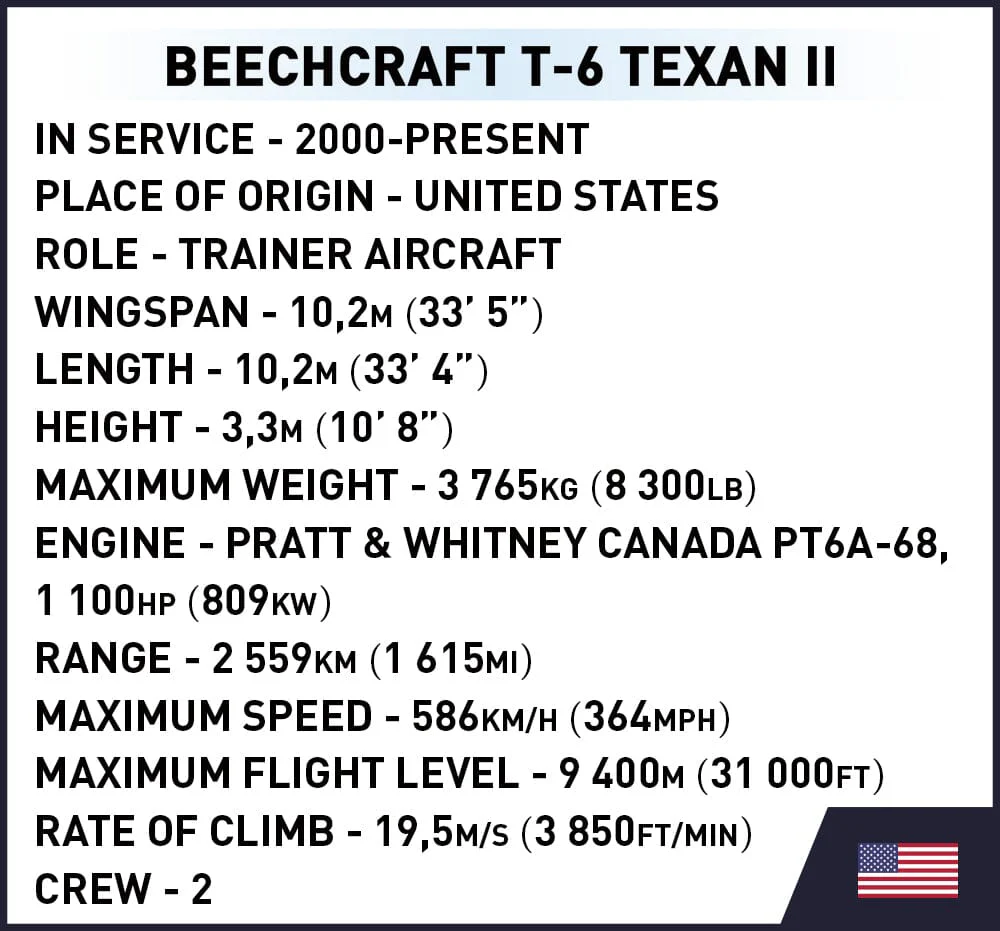 Beechcraft T-6 Texan II brick plane model - COBI 26626 - 197 bricks - Image 7