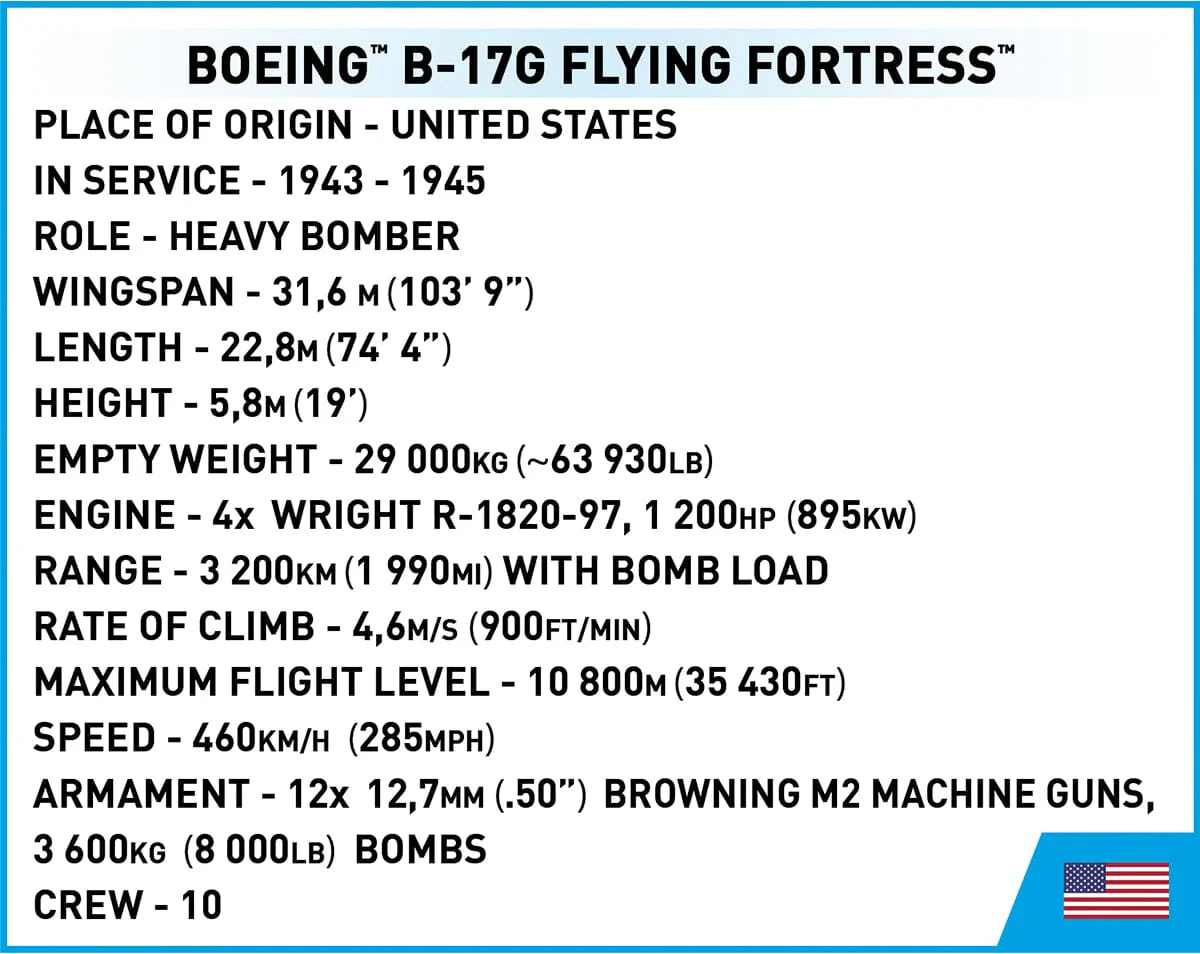 Boeing B17G "Flying Fortress" brick plane model - COBI 5750- 1210 bricks - Image 14