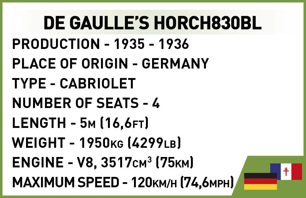 Charles De Galle's 1936 Horch 830 staff car brick model - COBI 2261 - 244 bricks - Image 4