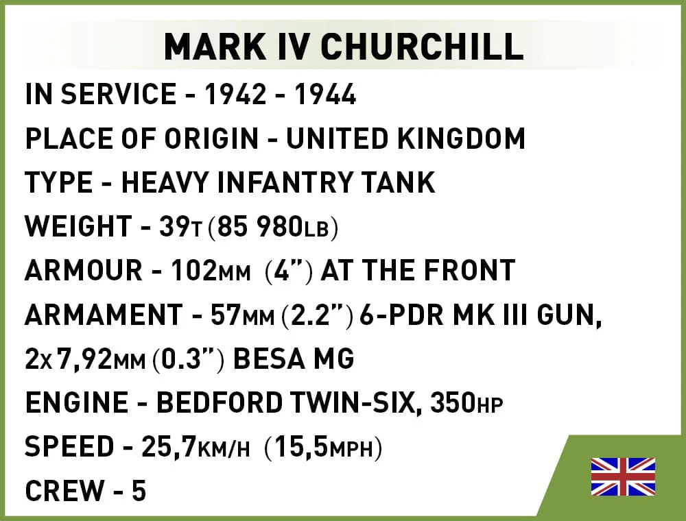 Churchill MK.IV brick tank model - COBI 3128 - 668 bricks - Image 9