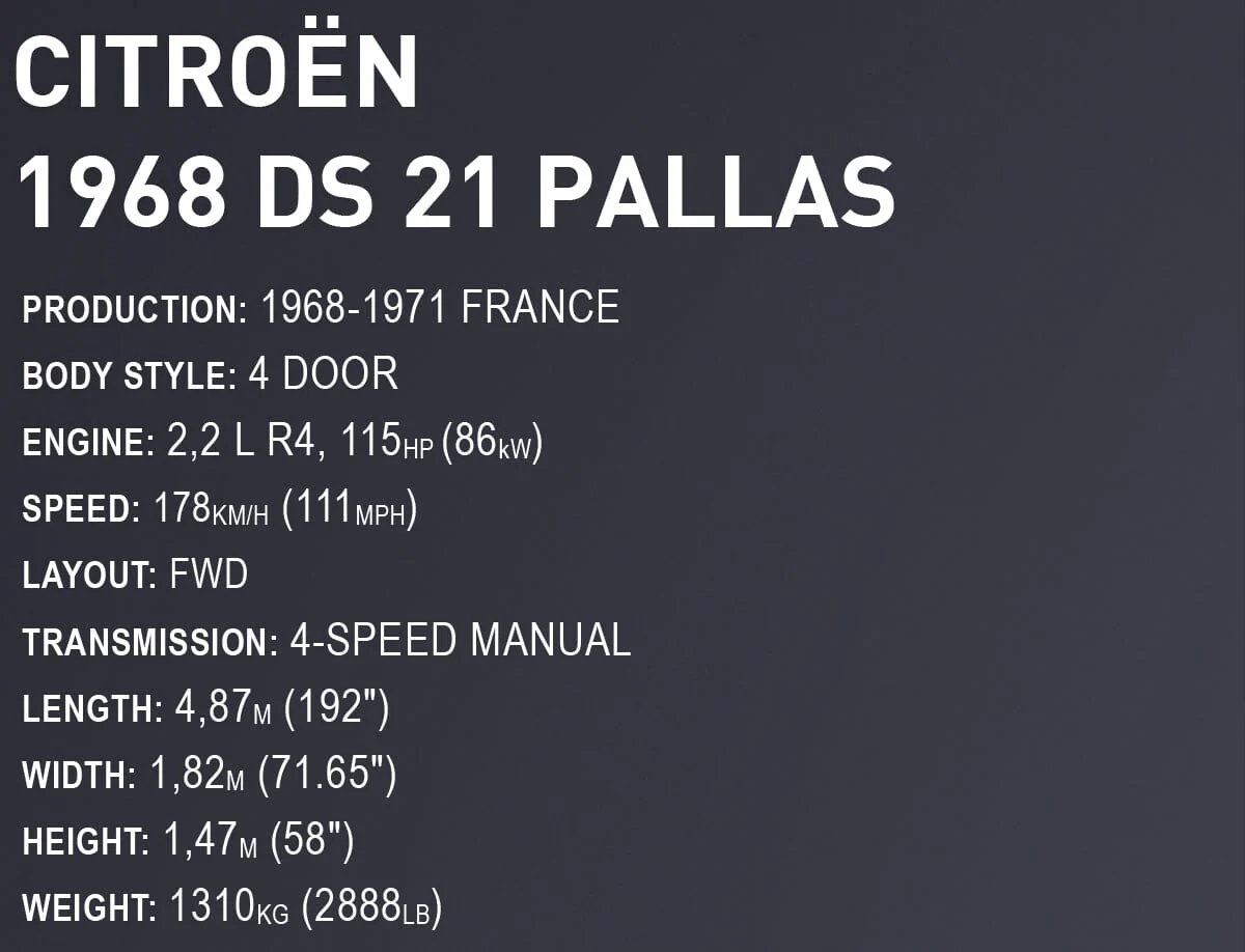 Citroen DS.21 Pallas 1968 brick car model - COBI 24348 - 2265 bricks - Image 12