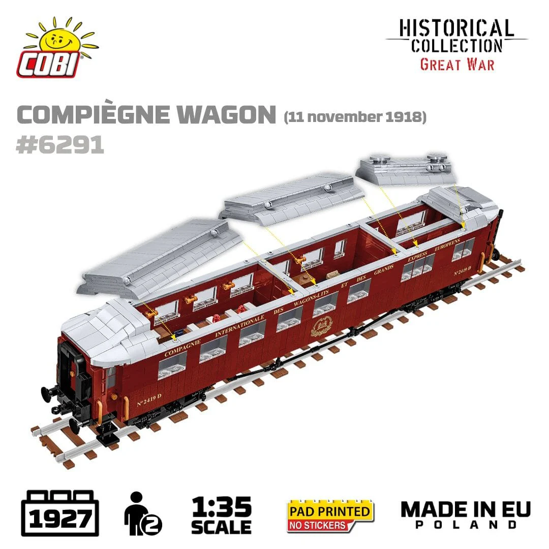 Compiegne wagon brick model 1918 - COBI 6291 - 1945 bricks - Image 3