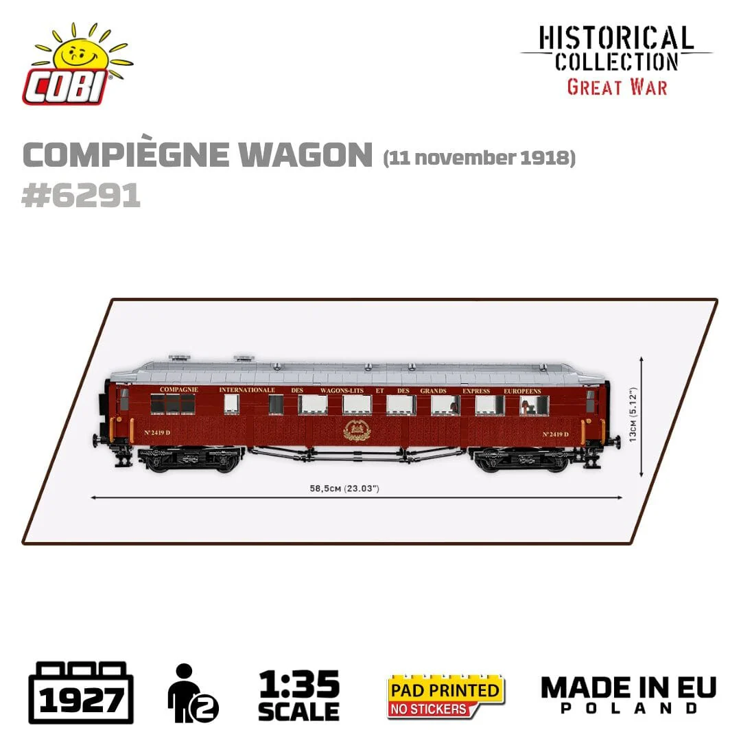 Compiegne wagon brick model 1918 - COBI 6291 - 1945 bricks - Image 7