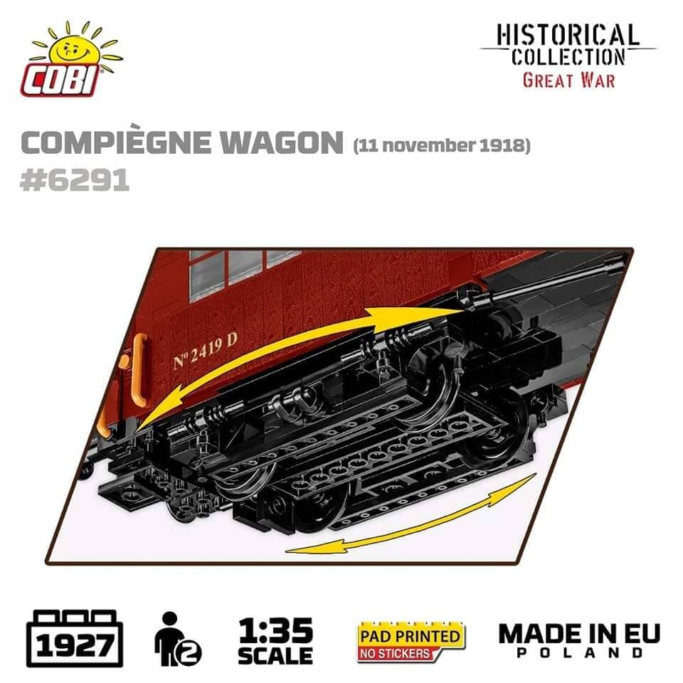 Compiegne wagon brick model 1918 - COBI 6291 - 1945 bricks - Image 8