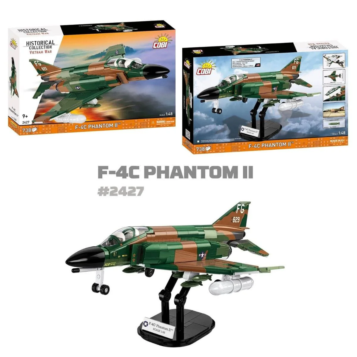 F-4C Phantom II (Vietnam War) brick plane model - COBI 2427 - 738 bricks