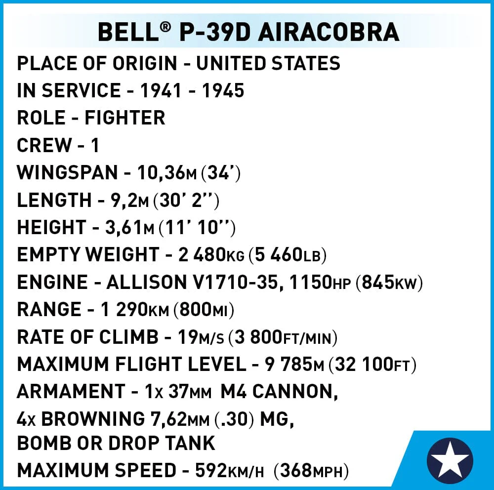 Bell P-39D Airacobra plane brick model - COBI 5746- 361 bricks - Image 10