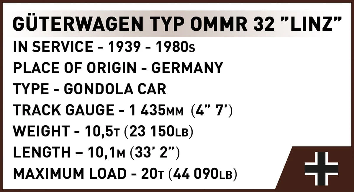 German Railway Guterwagen TYP OMMR 32 LINZ brick model - COBI 6285 - 584 bricks - Image 13