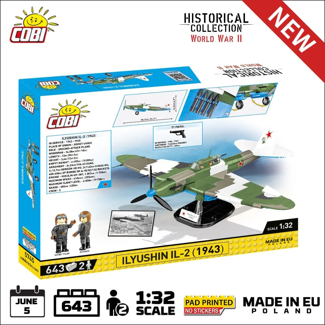 Ilyushin II 02 Sturmovik MWP 643 plane brick model - COBI 5745- 643 bricks - Image 2