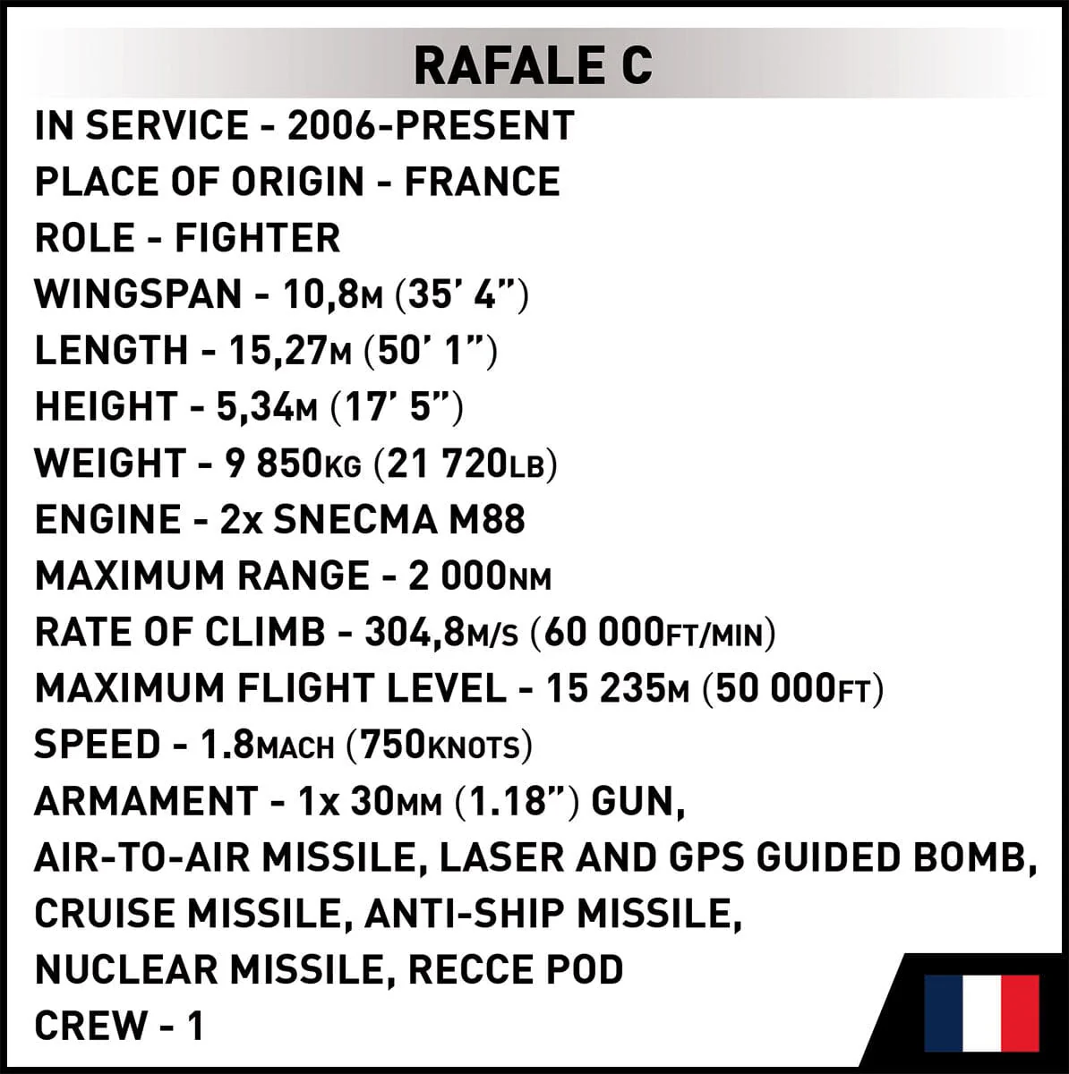 Dassault Rafale C brick plane model - COBI 5901 - 551 bricks - Image 10