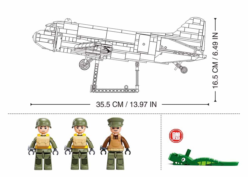 Douglas C-47S Skytrain (Dakota) brick plane model - Sluban M38-B1366 - 1015 bricks - Image 3