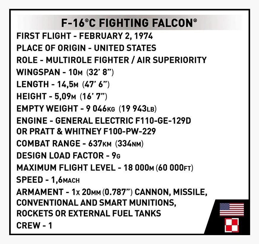 F-16C Fighting Falcon (Polish Version) brick plane model - COBI 5910 - 460 bricks - Image 3