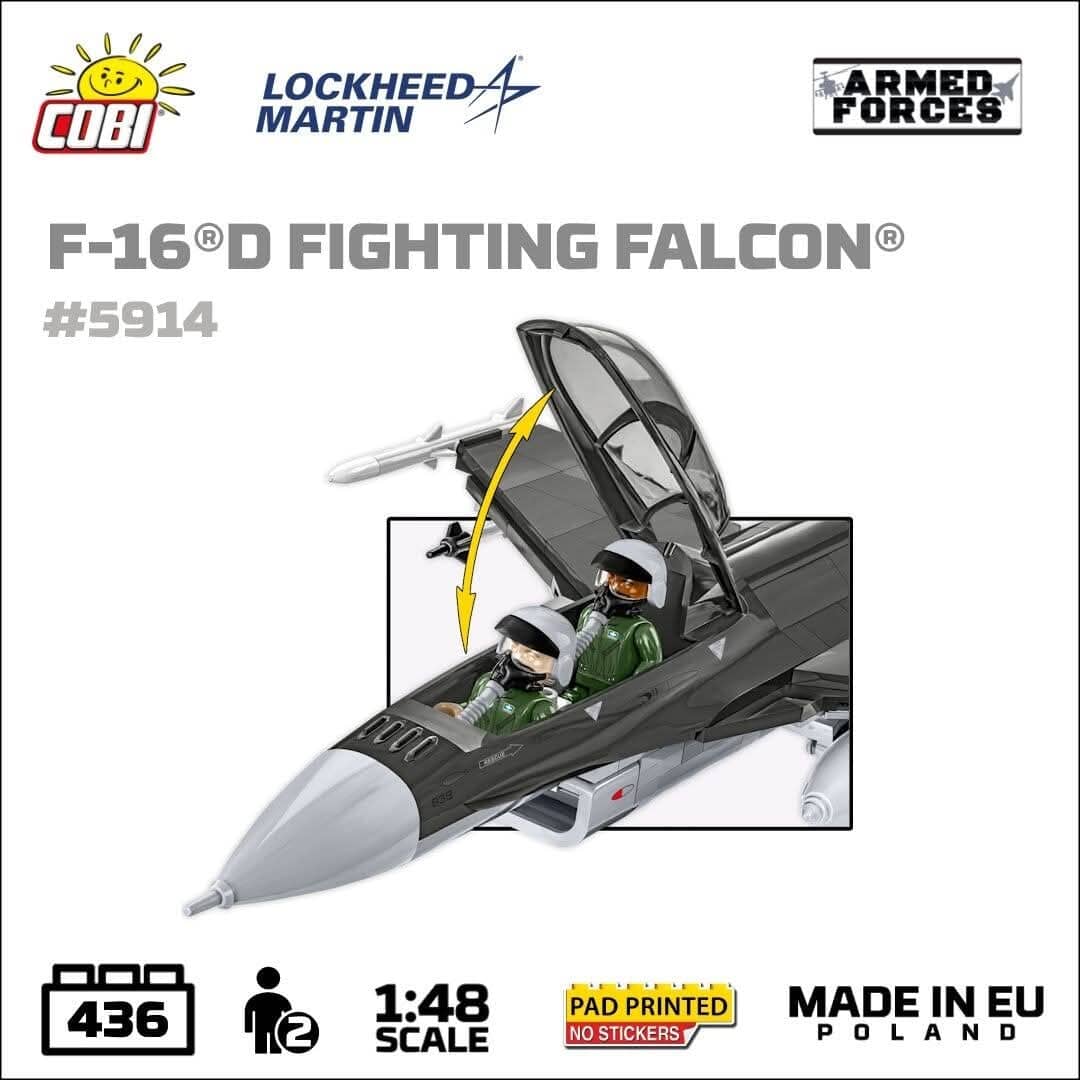 F-16D Fighting Falcon plane brick model - COBI 5914 - 438 bricks - Image 8