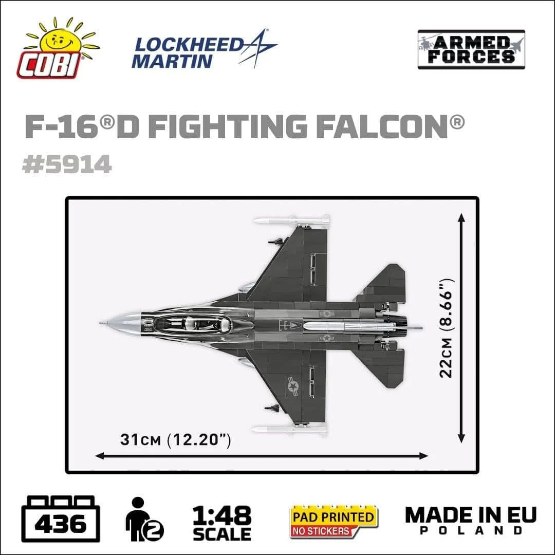 F-16D Fighting Falcon plane brick model - COBI 5914 - 438 bricks - Image 9