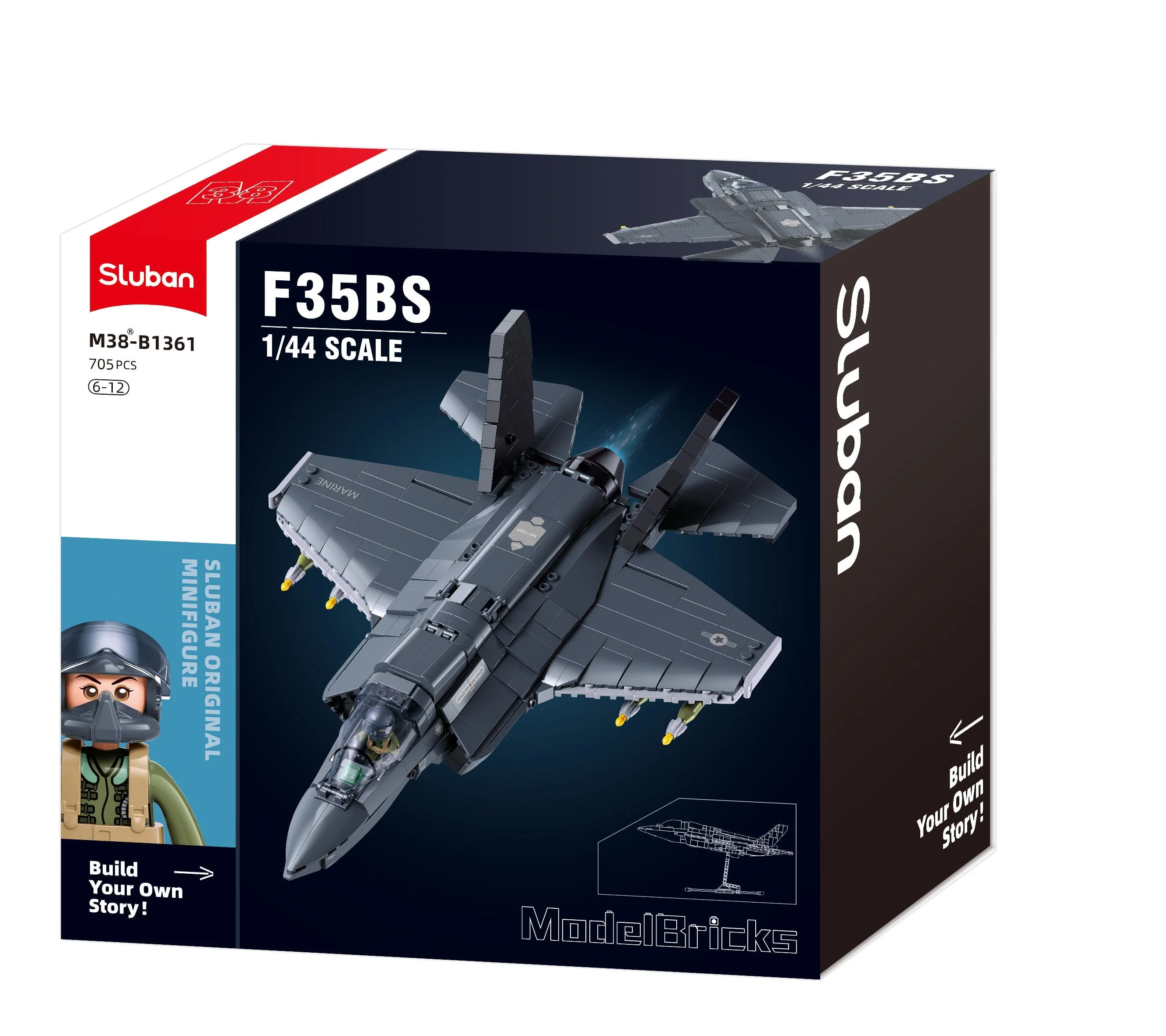 F-35Bs brick plane model - Sluban M38 - B1361 - 705 bricks