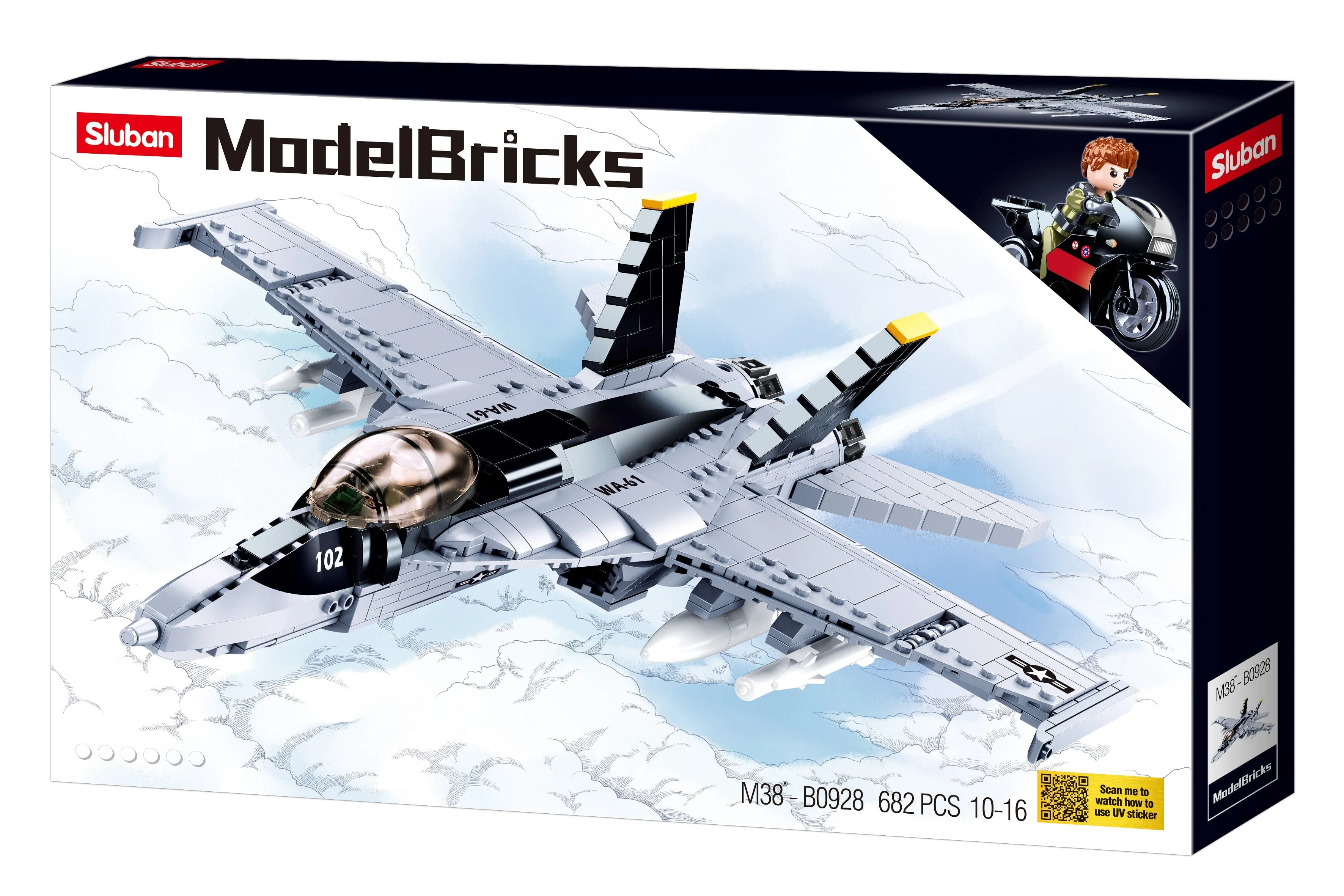 F/A - 18E 'Super Hornet' brick model plane - Sluban M38-B0928 - 682 bricks - Image 5