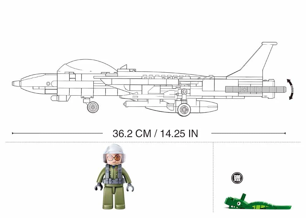 F14 Fighter brick model plane - Sluban M38-B0755 - 404 bricks - Image 4