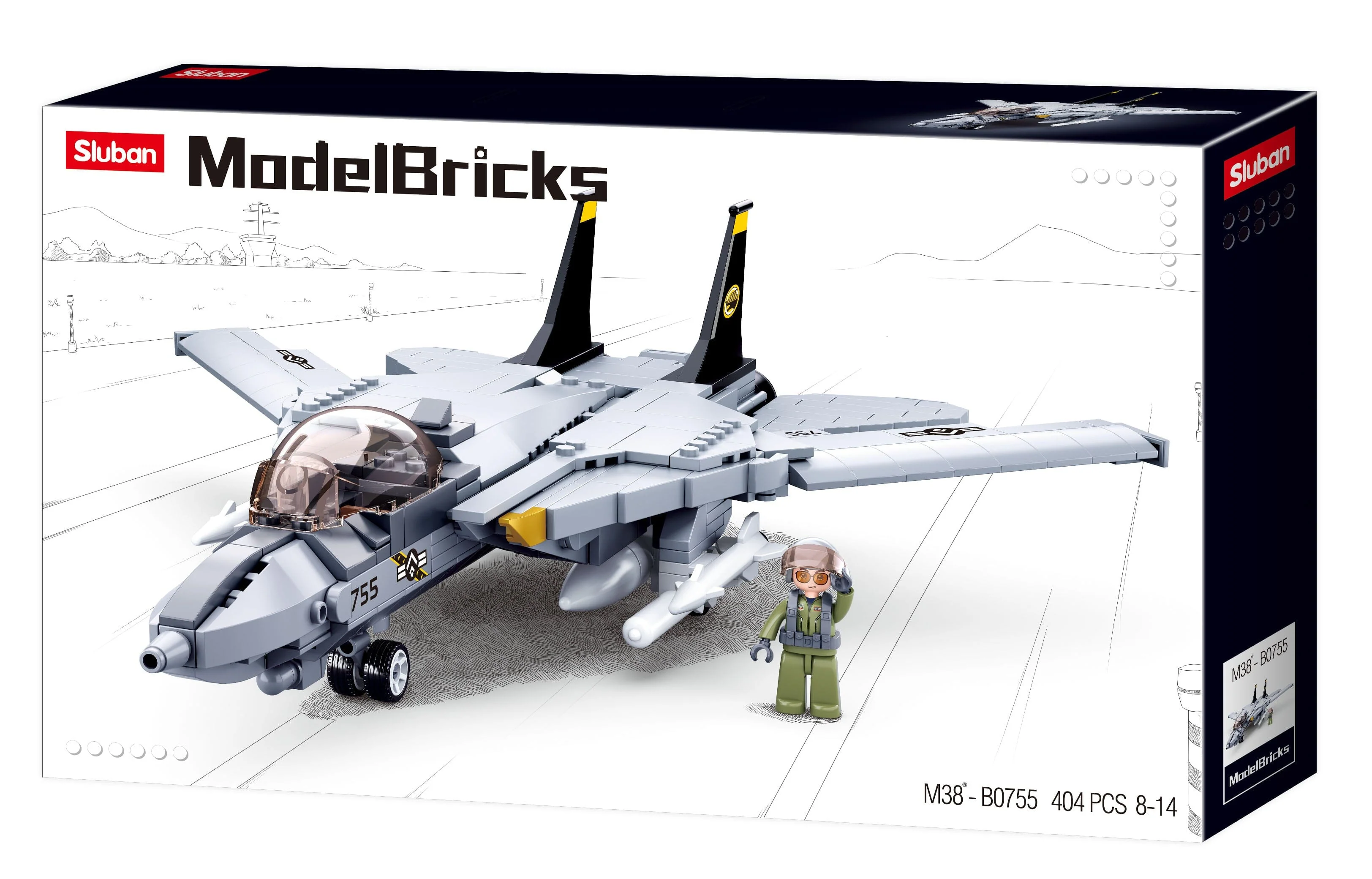 F14 Fighter brick model plane - Sluban M38-B0755 - 404 bricks - Image 5