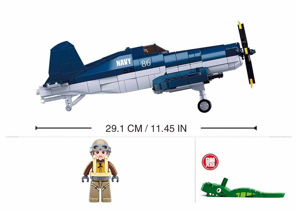 F4U Fighter brick model plane - Sluban M38-B1109 - 550 bricks - Image 3