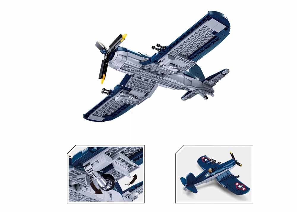 F4U Fighter brick model plane - Sluban M38-B1109 - 550 bricks - Image 4