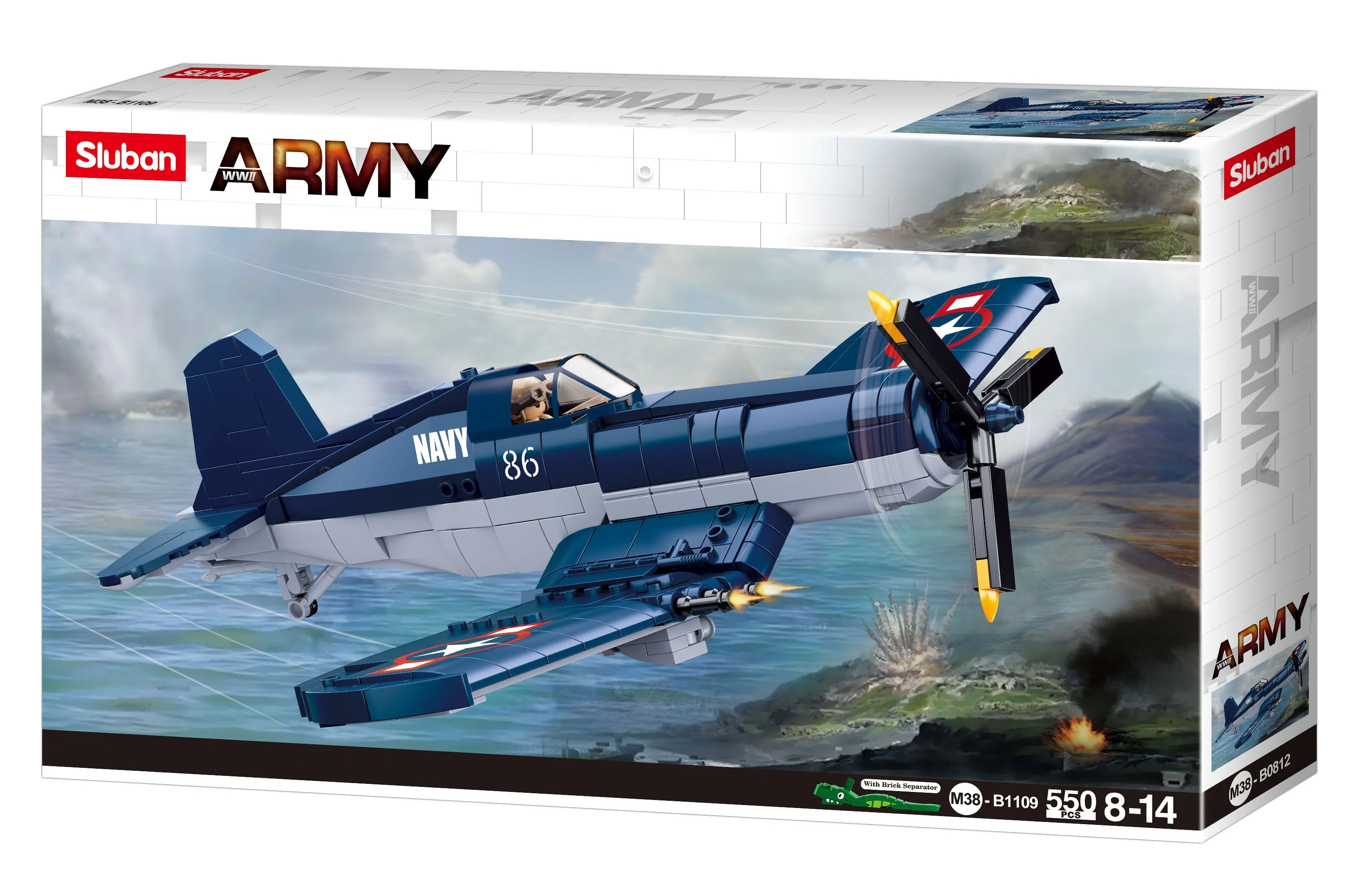 F4U Fighter brick model plane - Sluban M38-B1109 - 550 bricks - Image 5