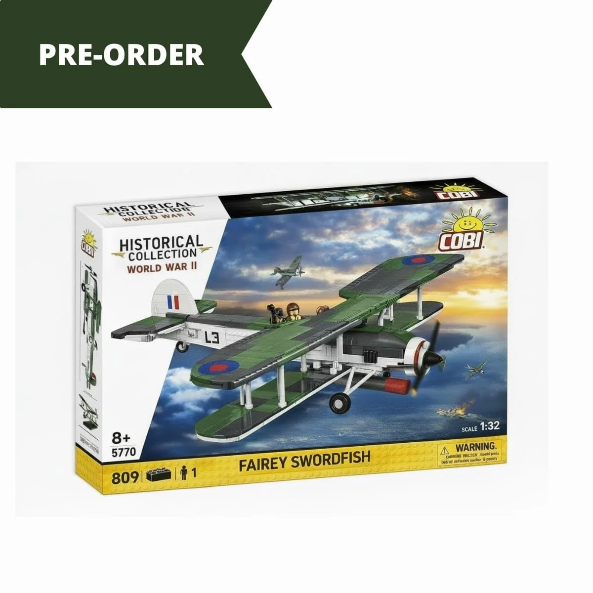 Fairey Swordfish brick plane model - COBI 5770- 809 bricks