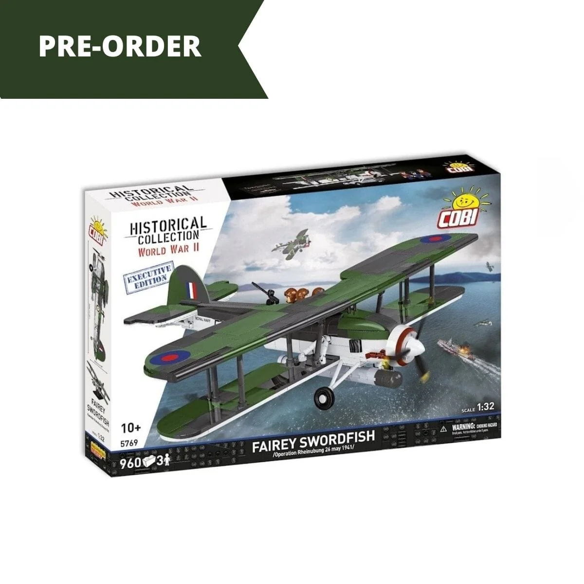 Fairey Swordfish brick plane model EXECUTIVE EDITION- COBI 5769- 960 bricks