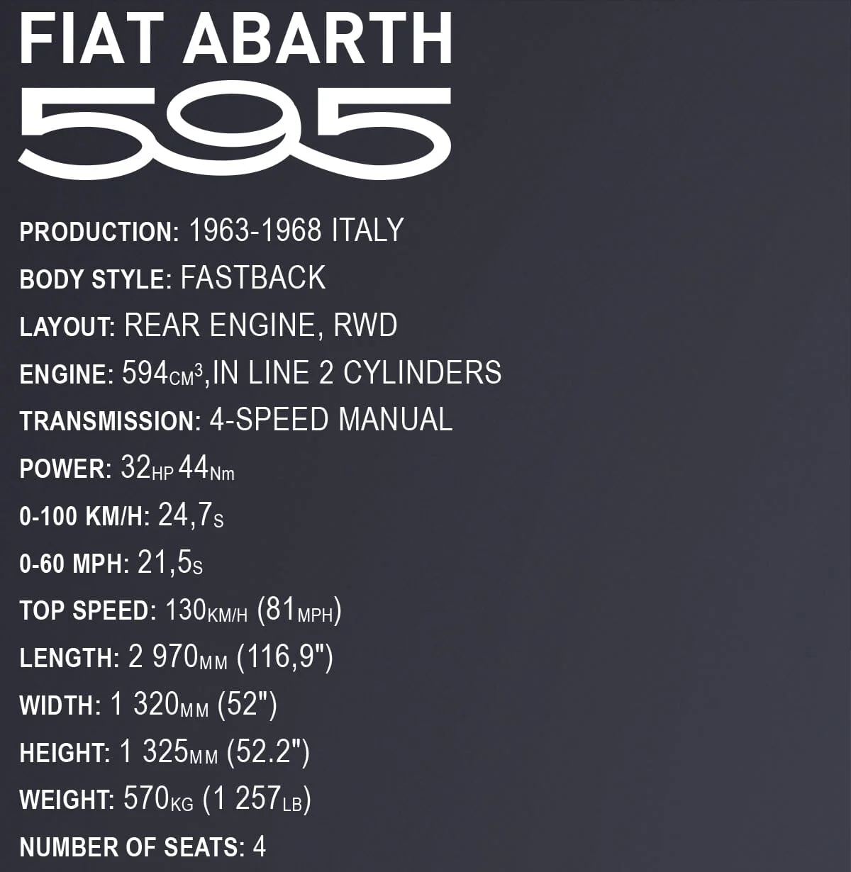 Fiat Abarth 595 brick model car - Cobi 24353 - 1223 bricks EXECUTIVE EDITION - Image 12