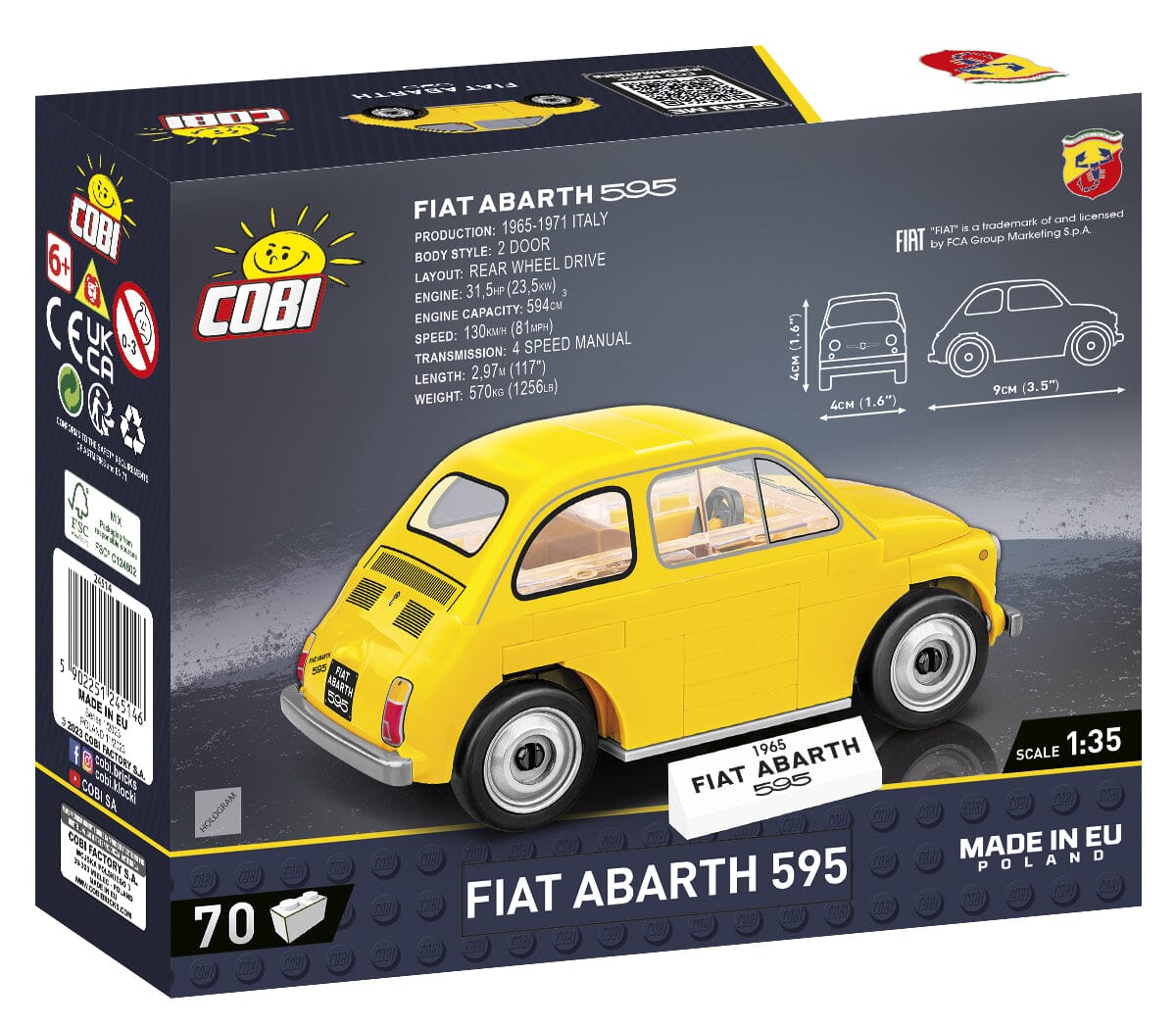Fiat Abarth brick model car - COBI 24514 - 70 bricks - Image 3