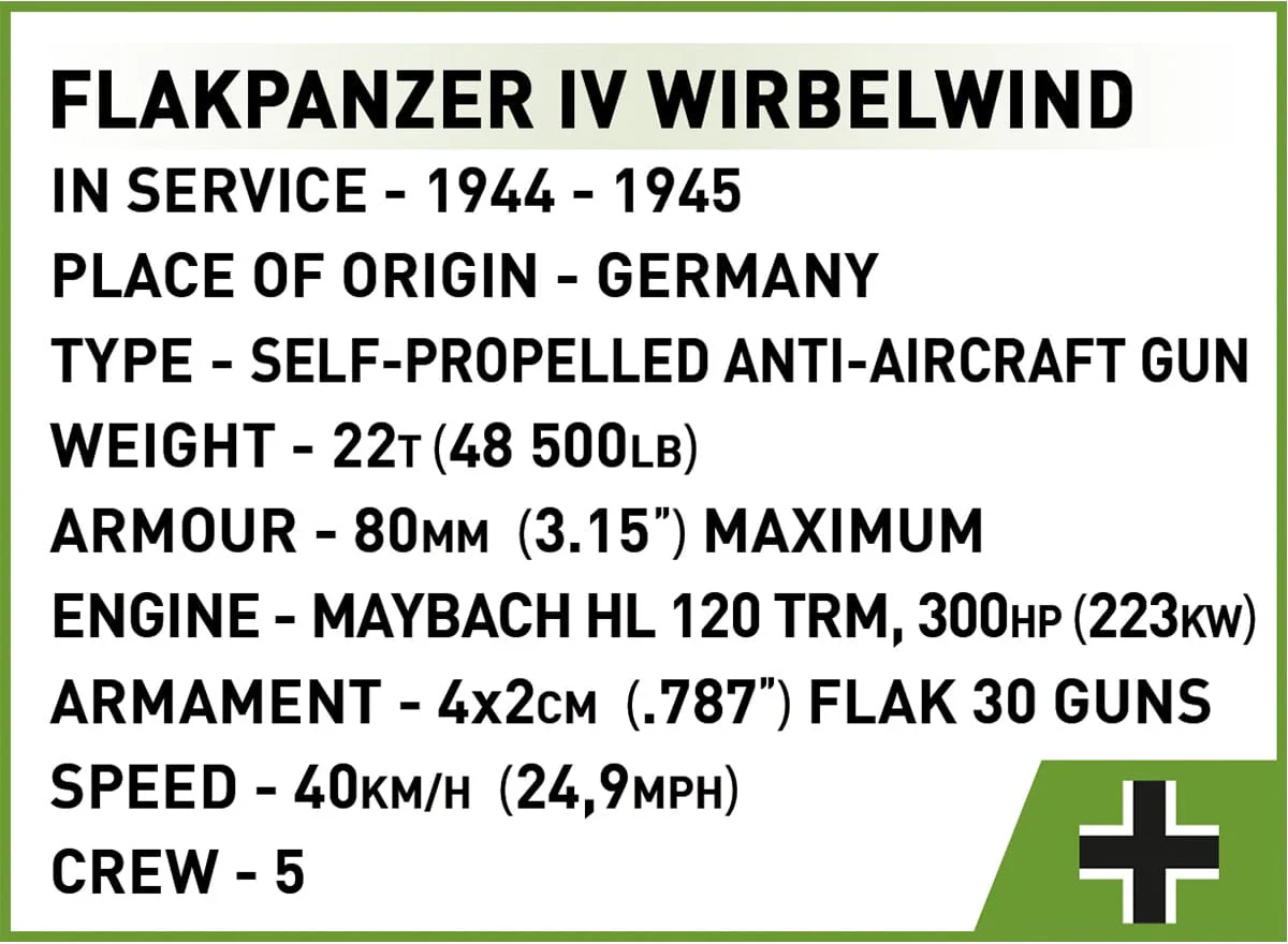 Flakpanzer IV Wirbelwind brick anti-aircraft gun model - COBI-2593 - 1195 bricks - Executive Edition - Image 11