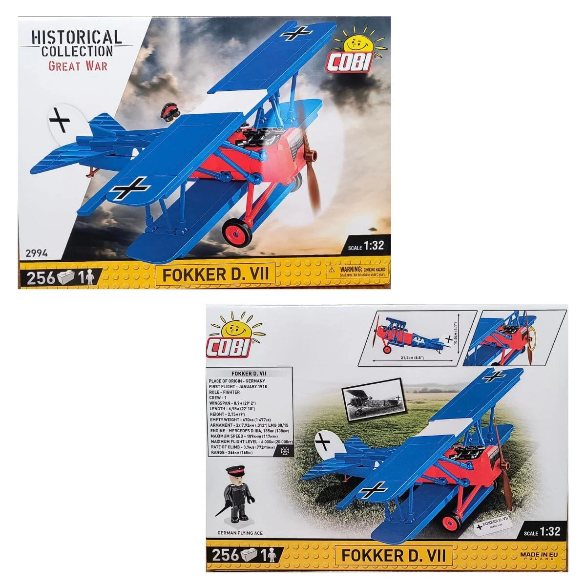Fokker D. VII brick aircaft model WWI - COBI 2994 - 256 bricks