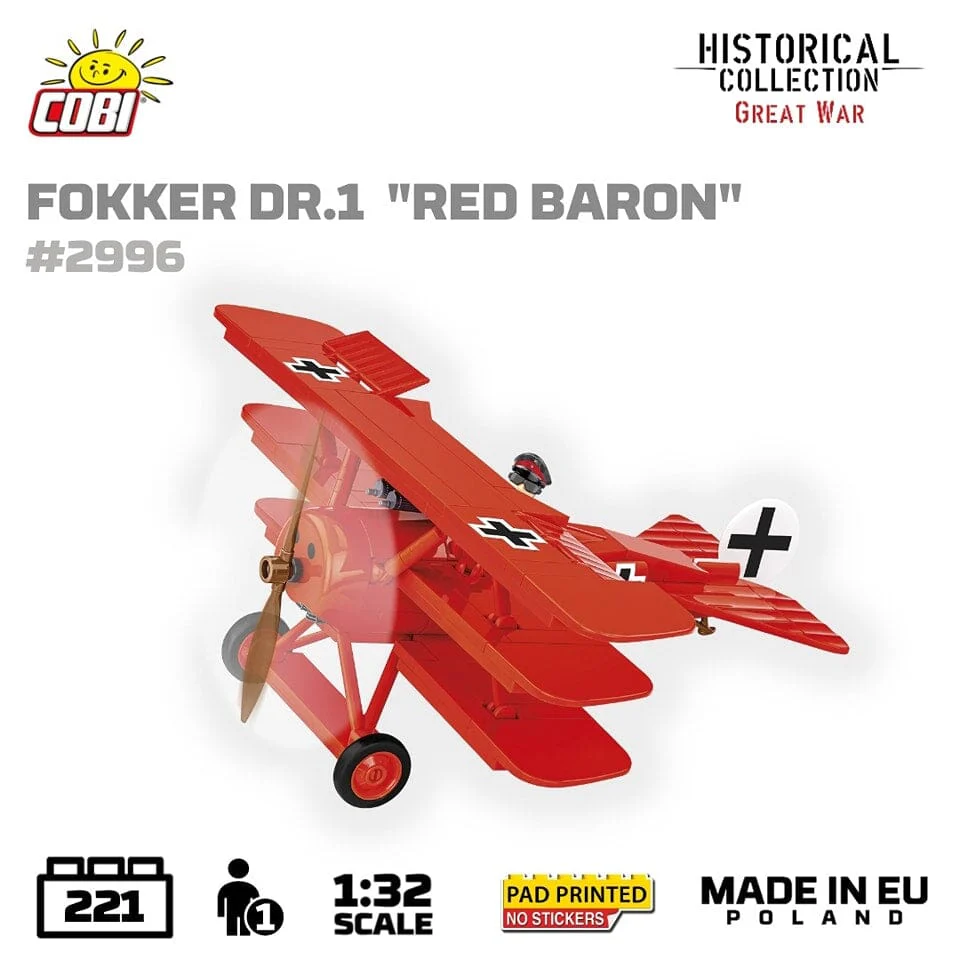 Fokker Dr. 1 ''Red Baron'' WWI brick plane model - COBI 2996 - 221 bricks - Image 5