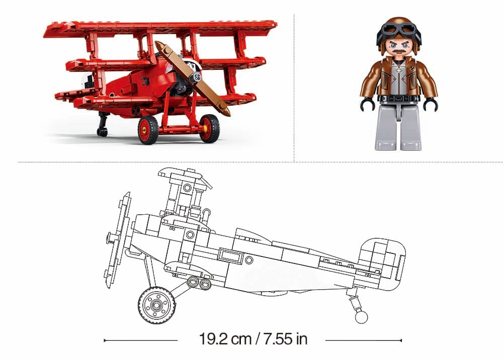 Fokker DR-1S brick model plane - Sluban M38-B1292 - 281 bricks - Image 4