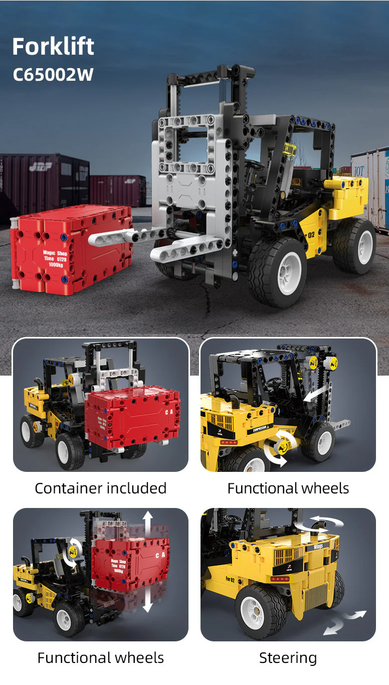 Forklift brick model kit - CaDA C65002W - 388 bricks - Image 3