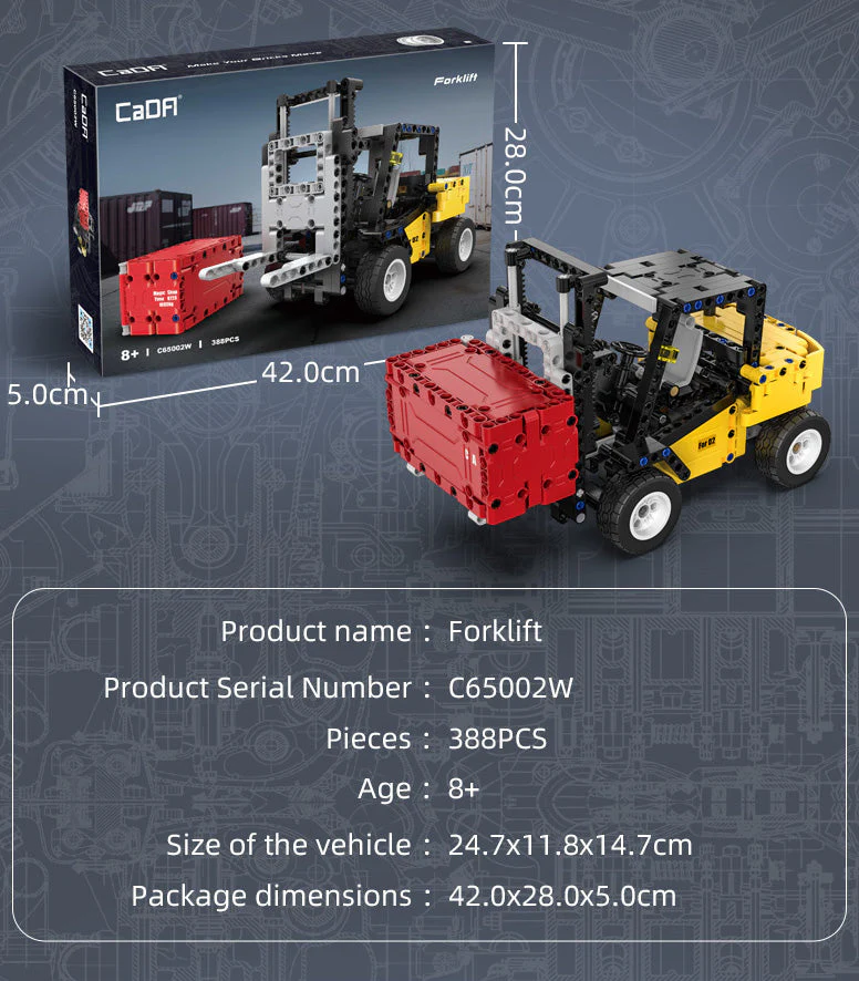 Forklift brick model kit - CaDA C65002W - 388 bricks - Image 4
