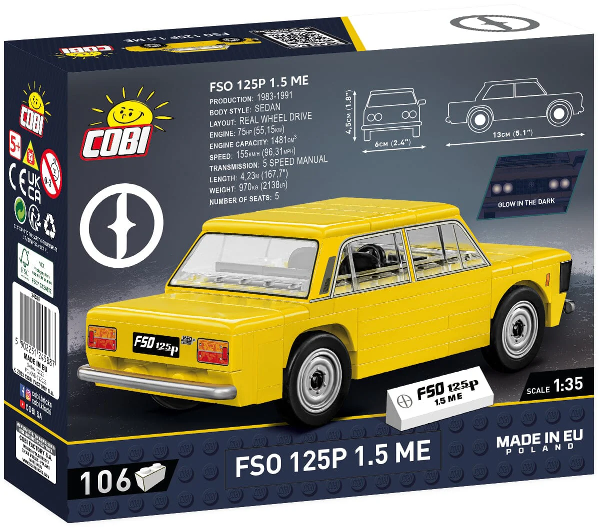 FSO125P 1.5ME brick model car - COBI 24588 - 106 bricks - Image 6