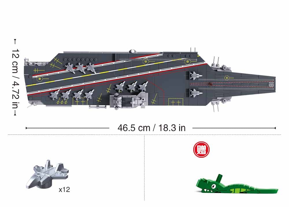 Fujian aircraft carrier brick model - Sluban M38-B1211 - 557 bricks - Image 3