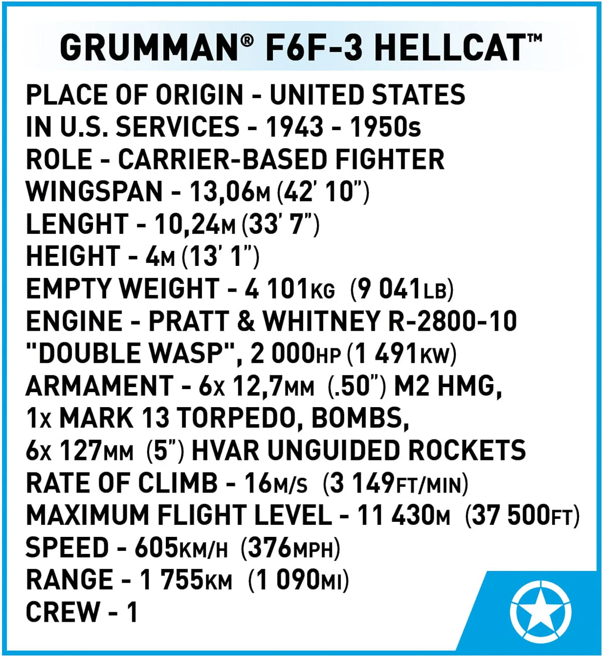 Grumman F6F Hellcat brick plane model - COBI 5883- 235 bricks - Image 10