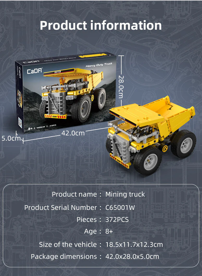 Heavy Duty Truck brick model kit - CaDA C65001W - 372 bricks - Image 3