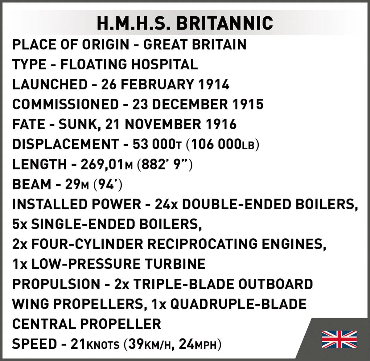 HMHS Britannic brick model ship - COBI 1681 - 636 bricks - Image 10
