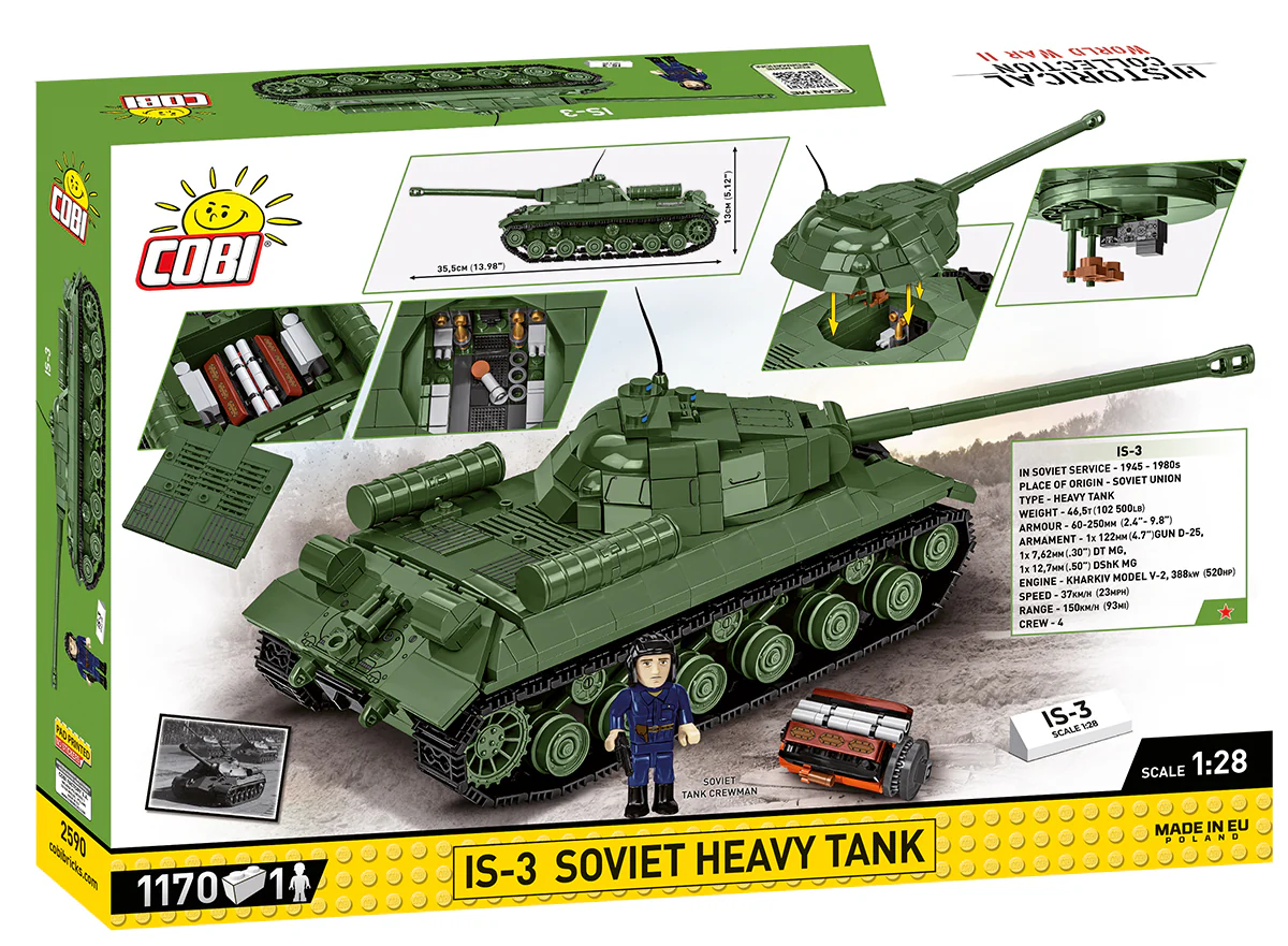 IS-3 Soviet brick tank model - COBI-2590 - 1170 bricks - 1:28 scale - Image 9