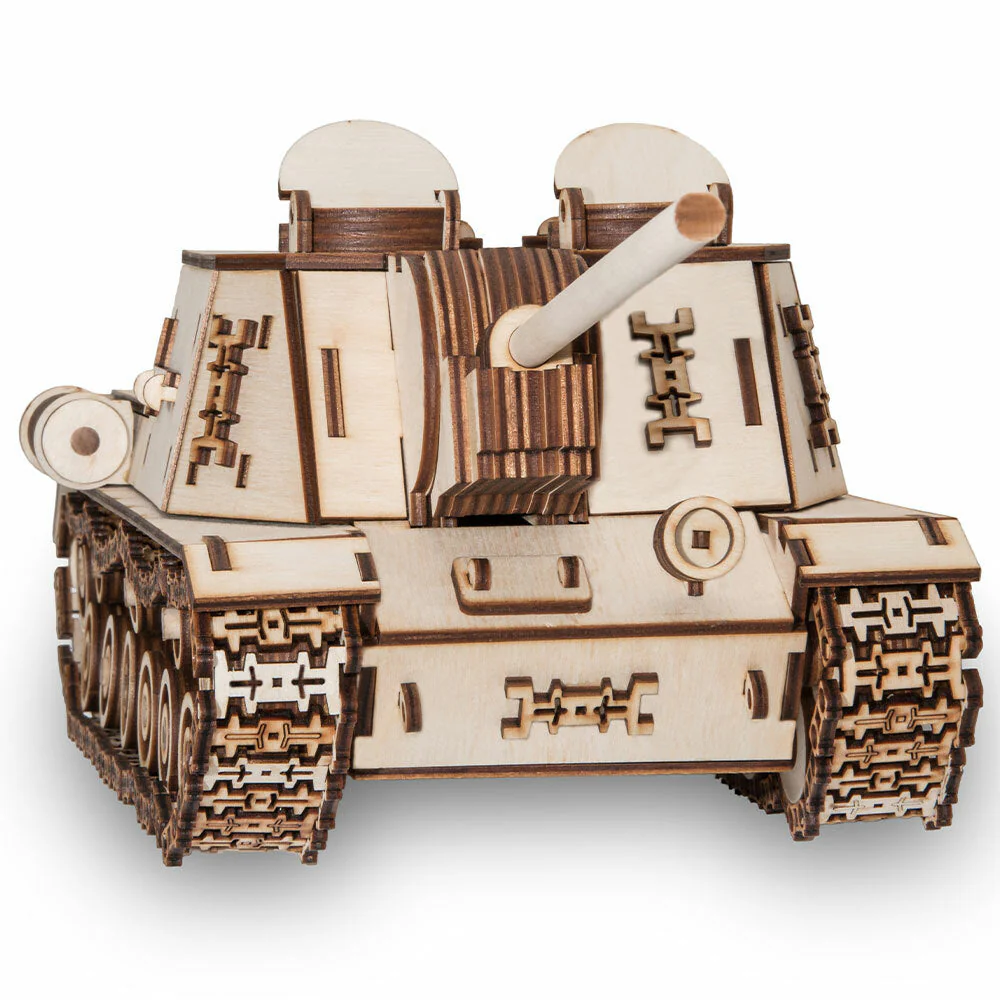 ISU 152 Self-propelled Gun Mechanical Wooden Model Kit - Eco Wood Art - Image 5
