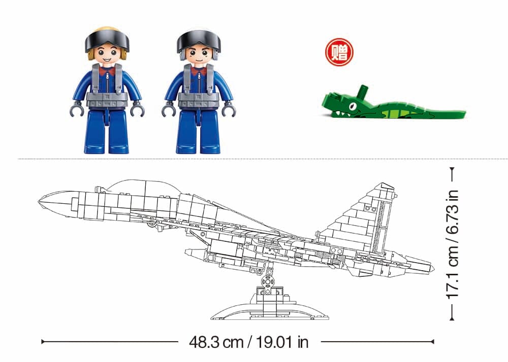 J-16S Fighter brick model plane - Sluban M38-B1273 - 1041 bricks - Image 4